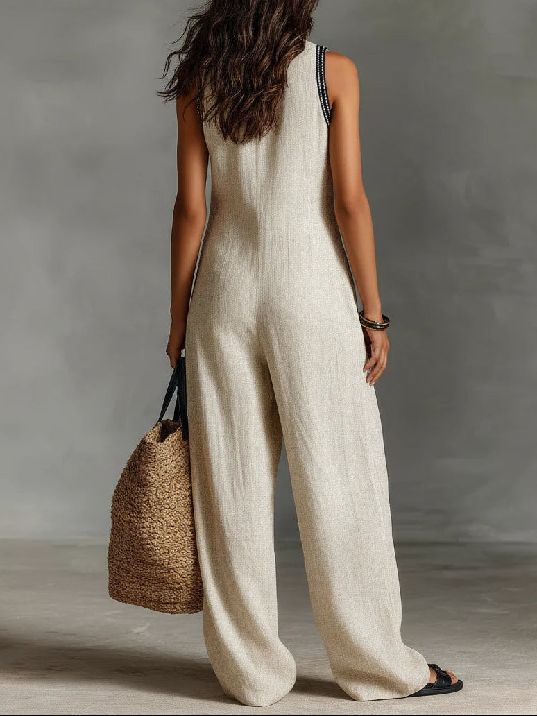 Joelle™ | Minimalistische Staande Kraag Rits Mouwloze Jumpsuit