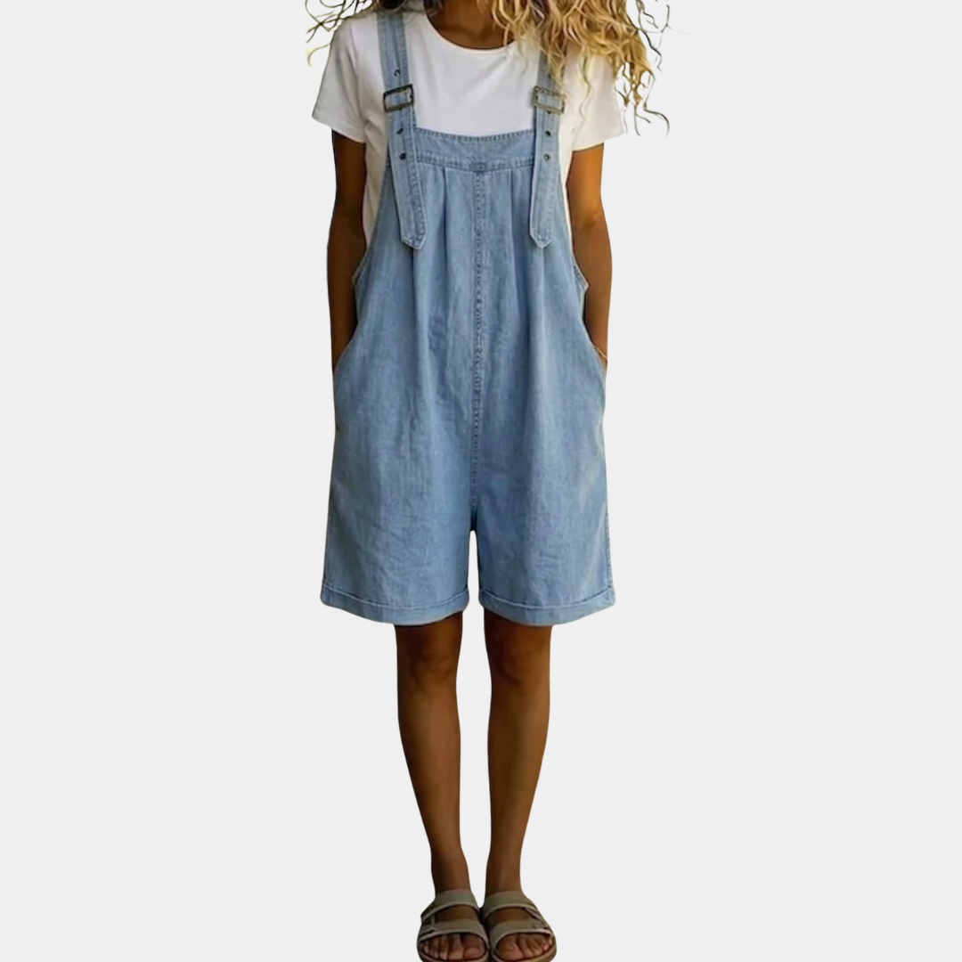 Isabel | Korte denim vintage dames jumpsuit