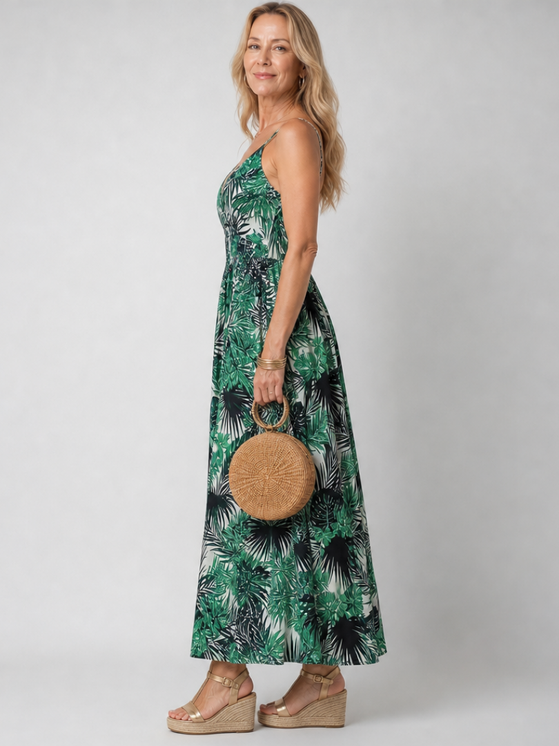Maravelle | Mouwloze Midi-jurk met Bloemenprint