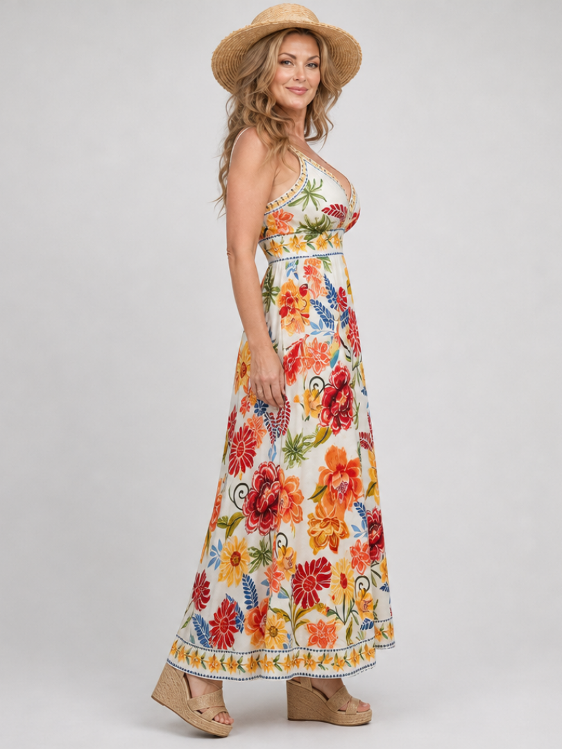Maribelle | Mouwloze Empire Taille Midi Jurk