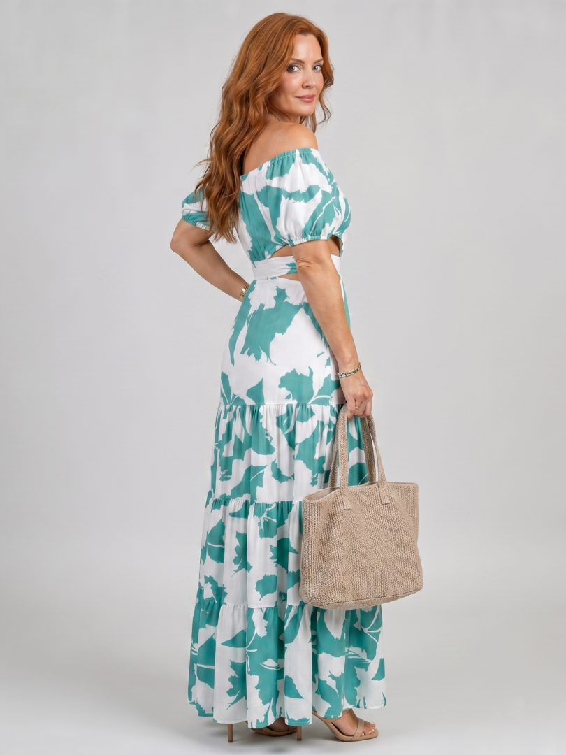 Orelina | Off Shoulder Cutout Taille Maxi Jurk