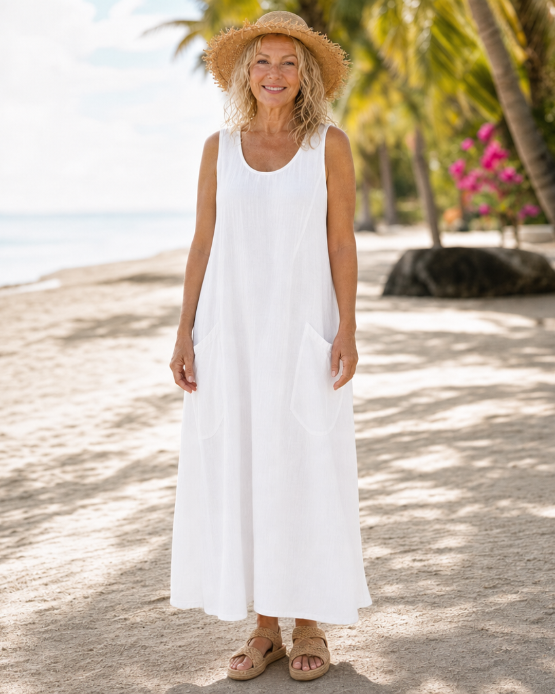 Zemrina | Mouwloze Midi-jurk met Zakdetails