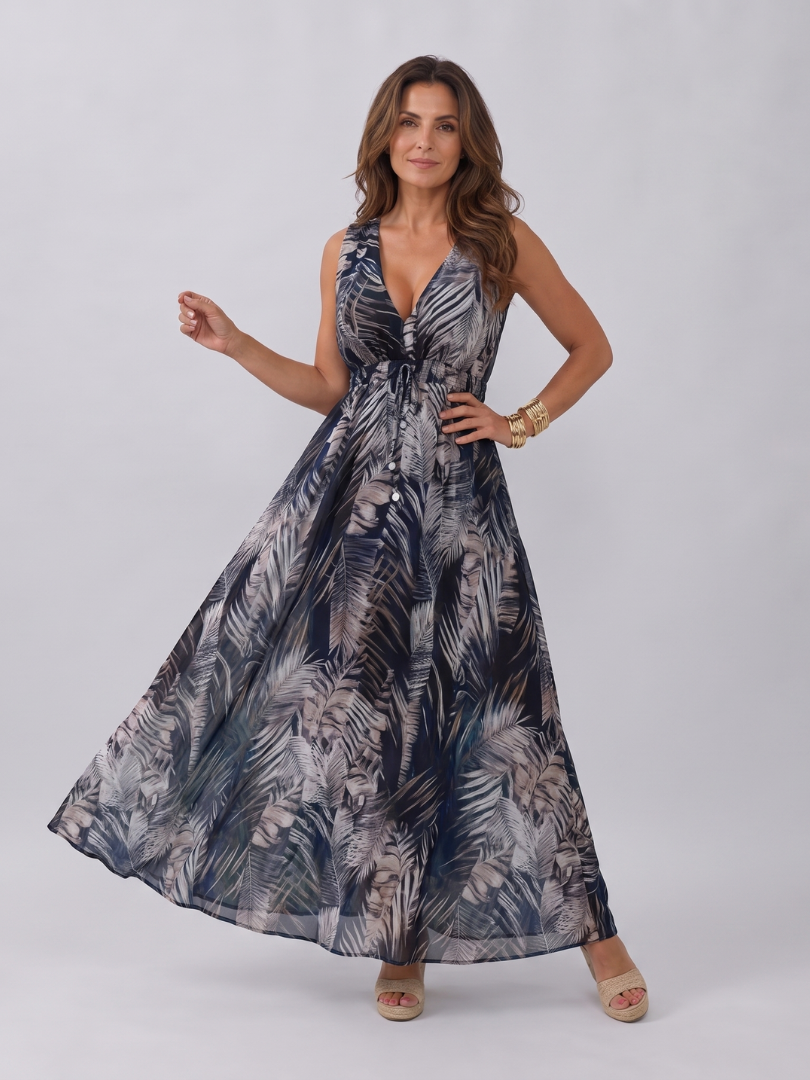 Zake | Mouwloze Empire Taille Midi Jurk