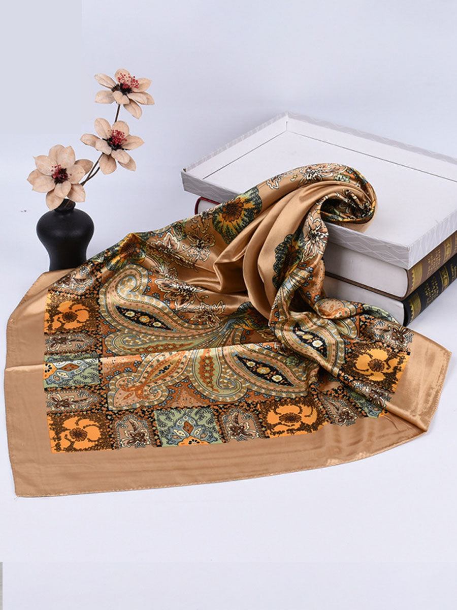 Vintage Bohemian Paisley Print Satijnen Vierkante Sjaal