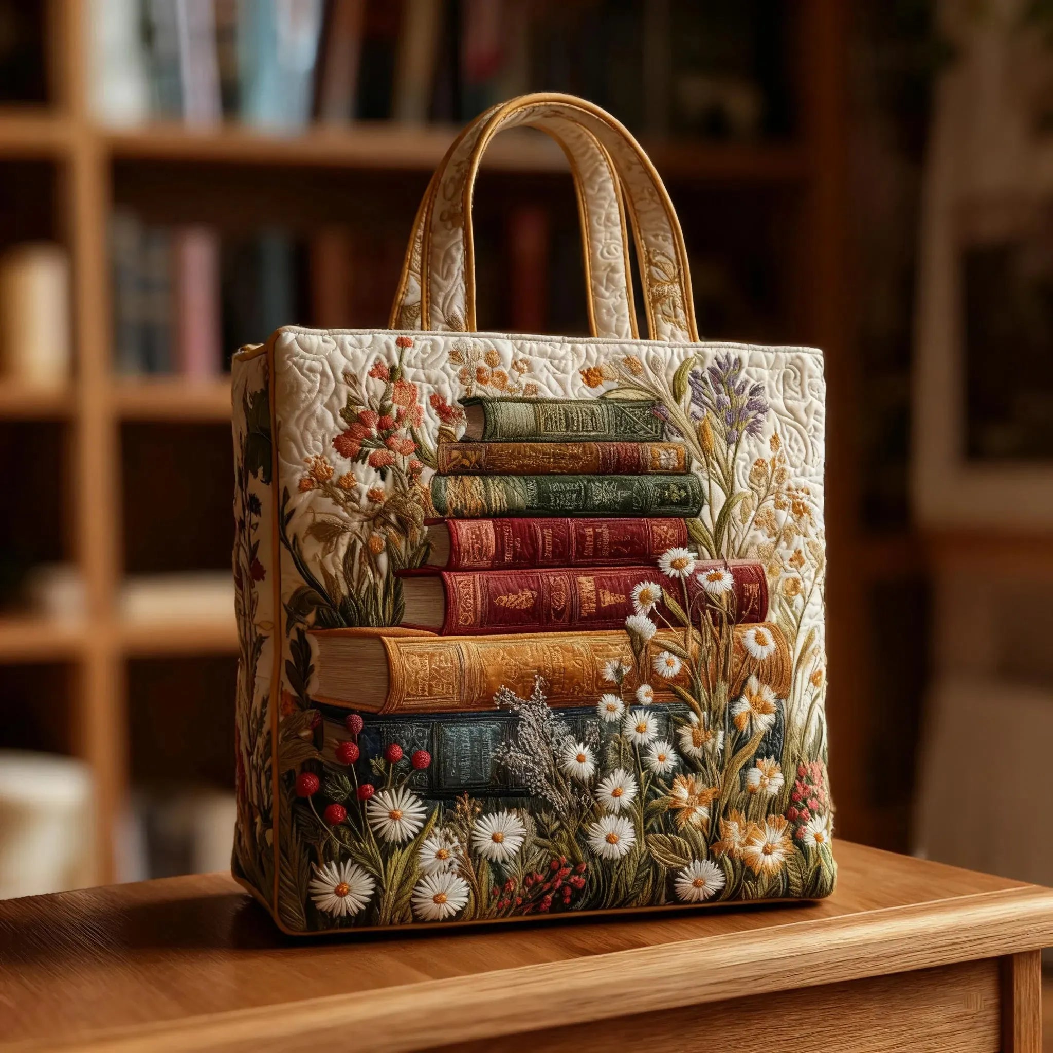 Lila - Gequilt Tote Tas Bloemig