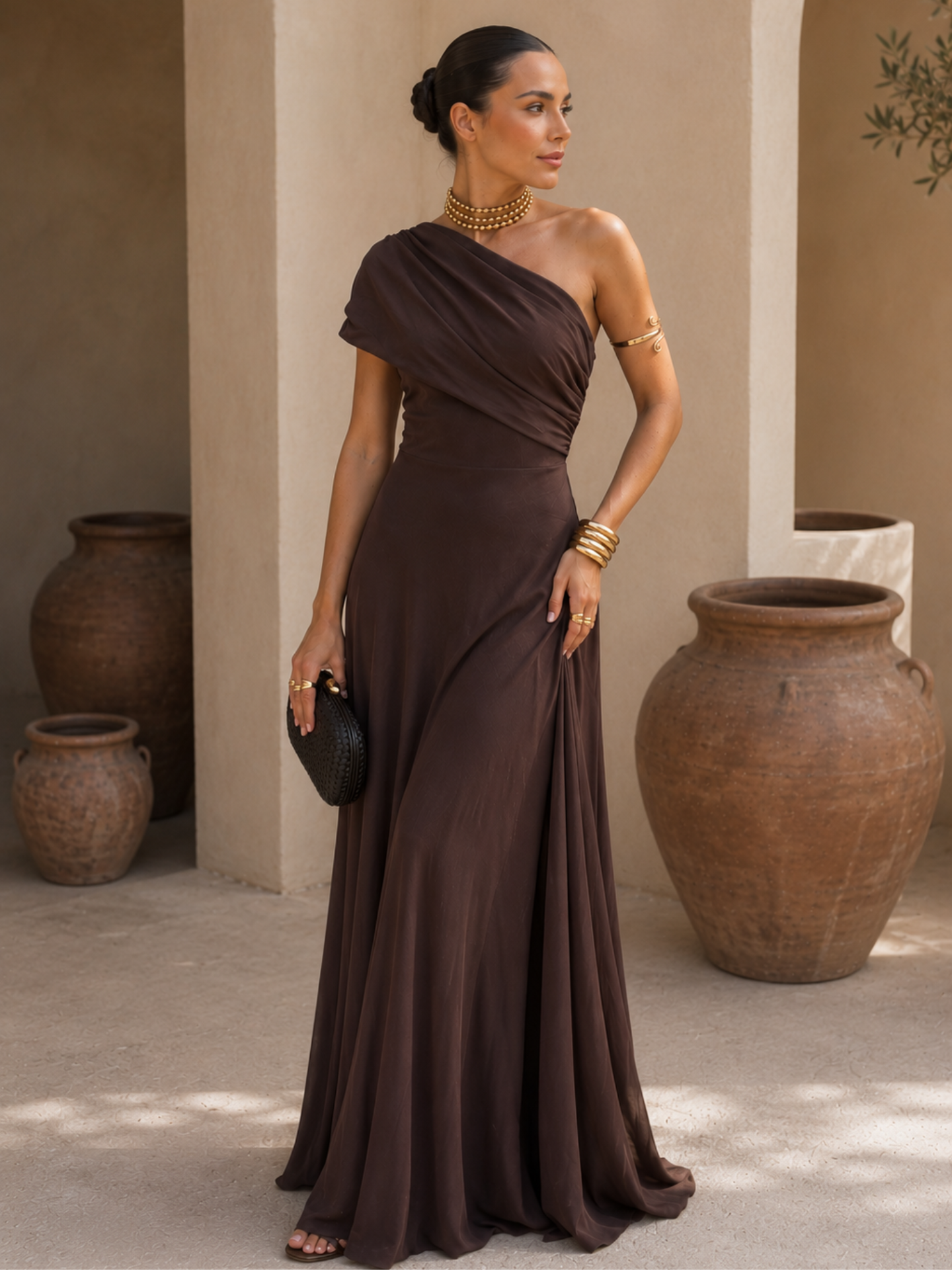 Toledo jurk in bruin