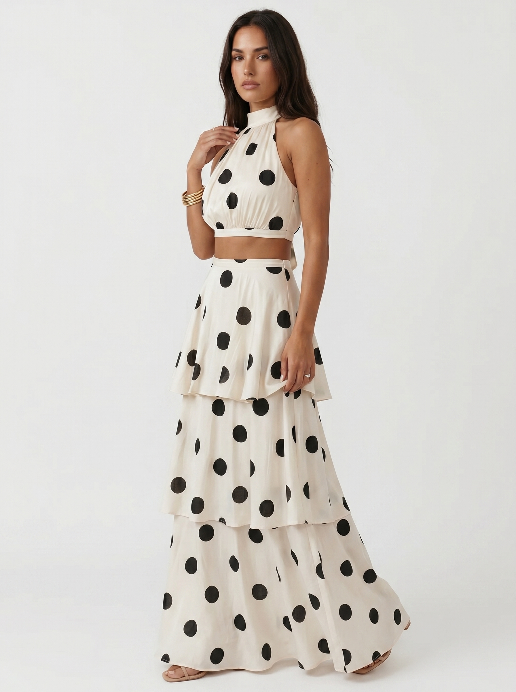 Polka Dot Top en Lange Rok Set