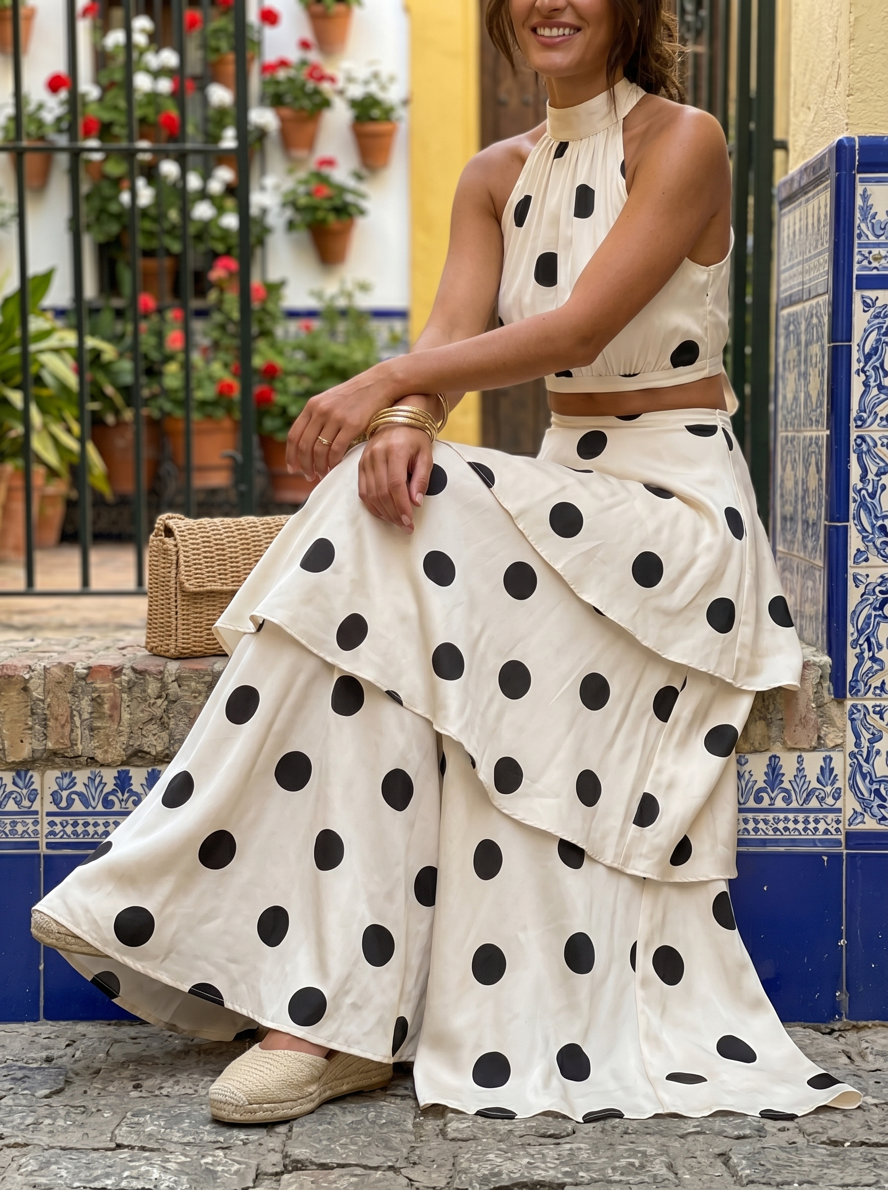 Polka Dot Top en Lange Rok Set