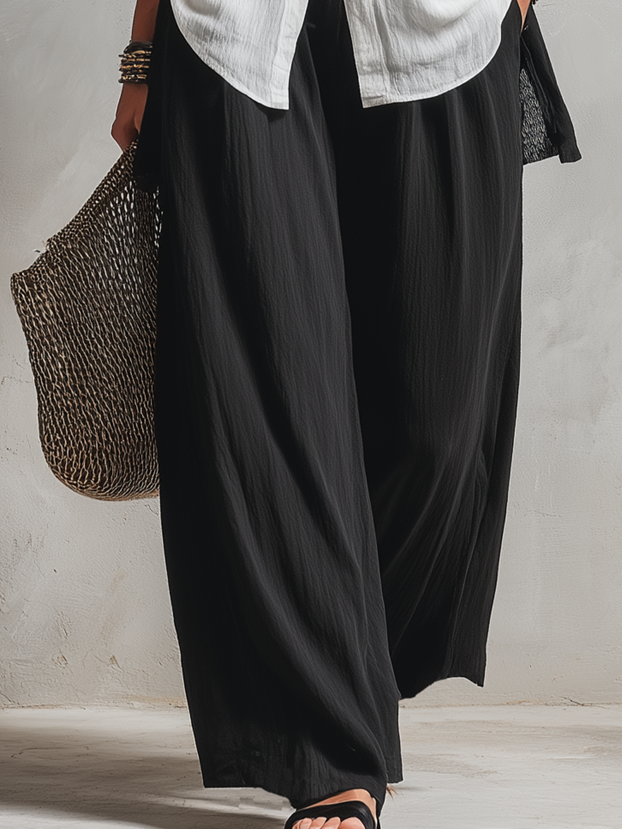 Minimalistische Laagjes Vest Cardigan En Wijde Broek Drie-delige Set