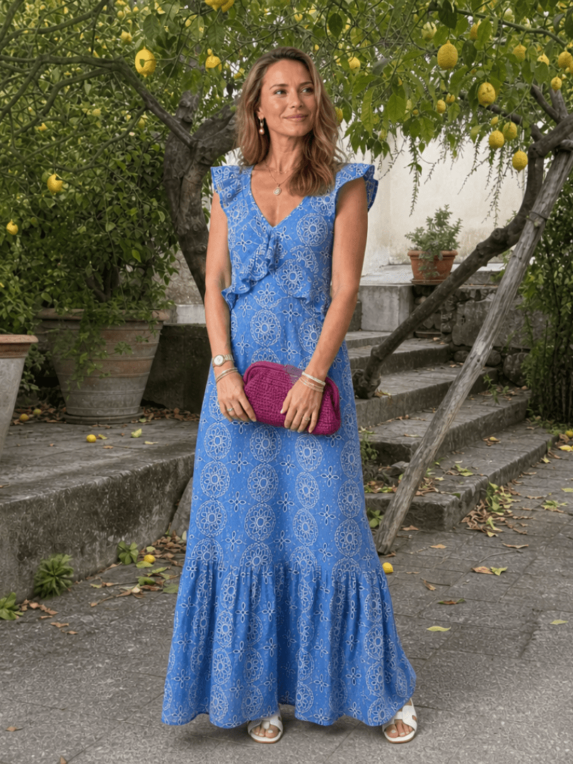 Alure | Mouwloze Midi-jurk met Rimpeldetails - Bellanza