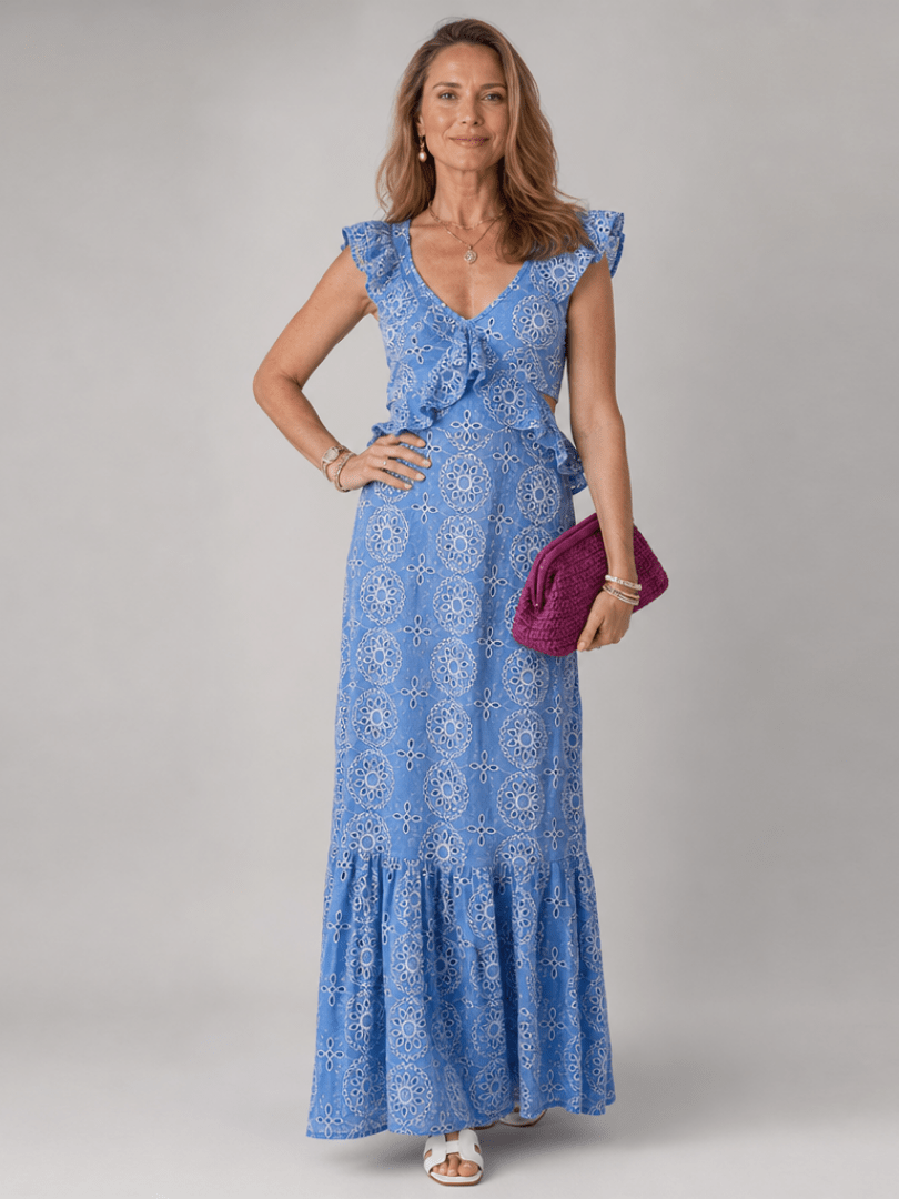 Alure | Mouwloze Midi-jurk met Rimpeldetails - Bellanza