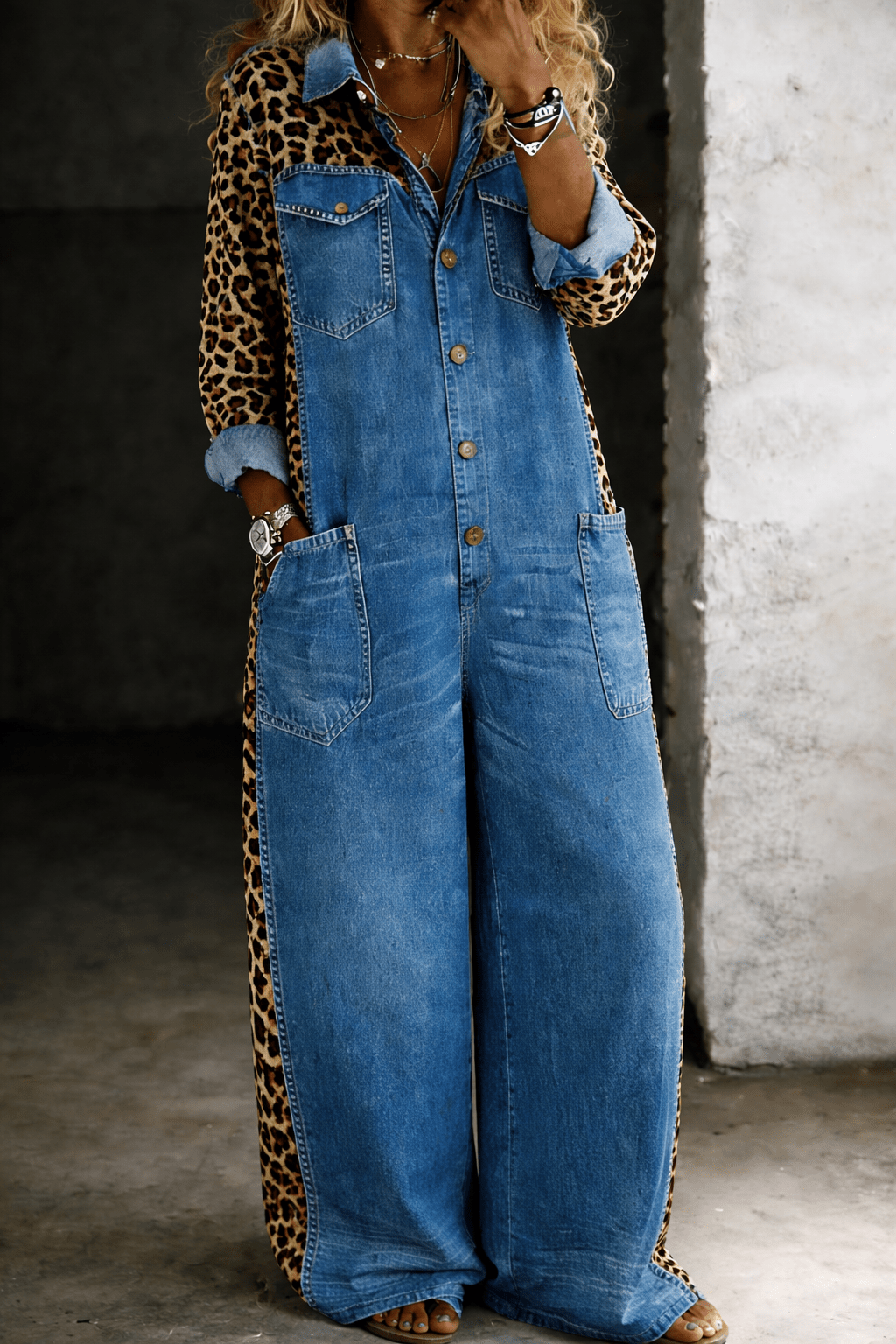 Amanda | Denim jumpsuit met lange mouwen - Bellanza