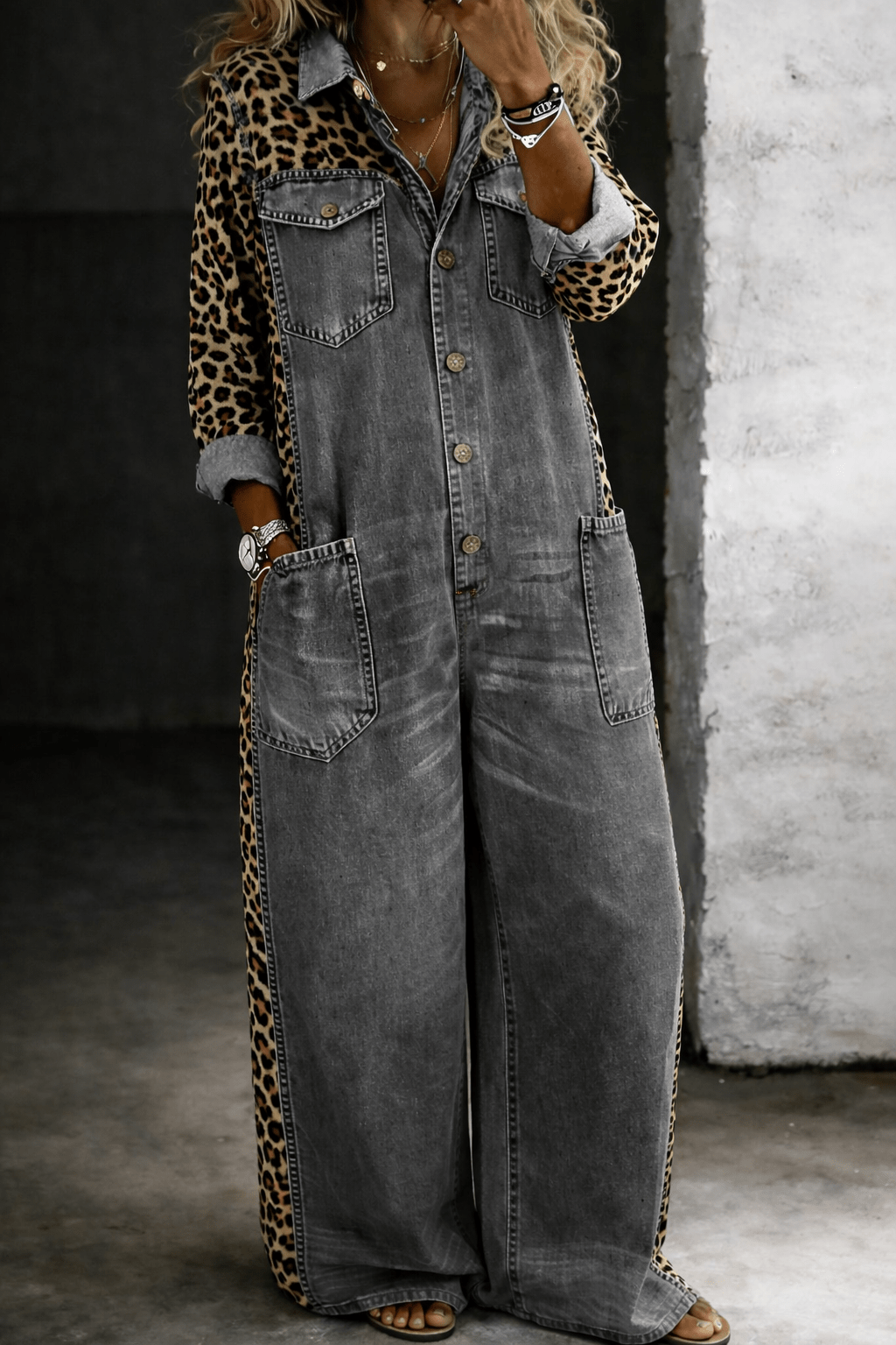 Amanda | Denim jumpsuit met lange mouwen - Bellanza