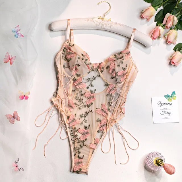 Amélie | Geborduurde Vlinder Bodysuit - bellanza
