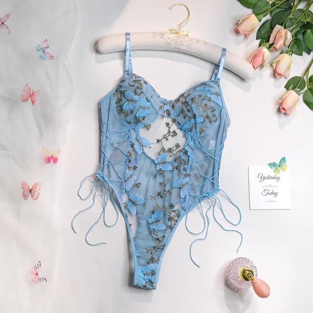 Amélie | Geborduurde Vlinder Bodysuit - bellanza