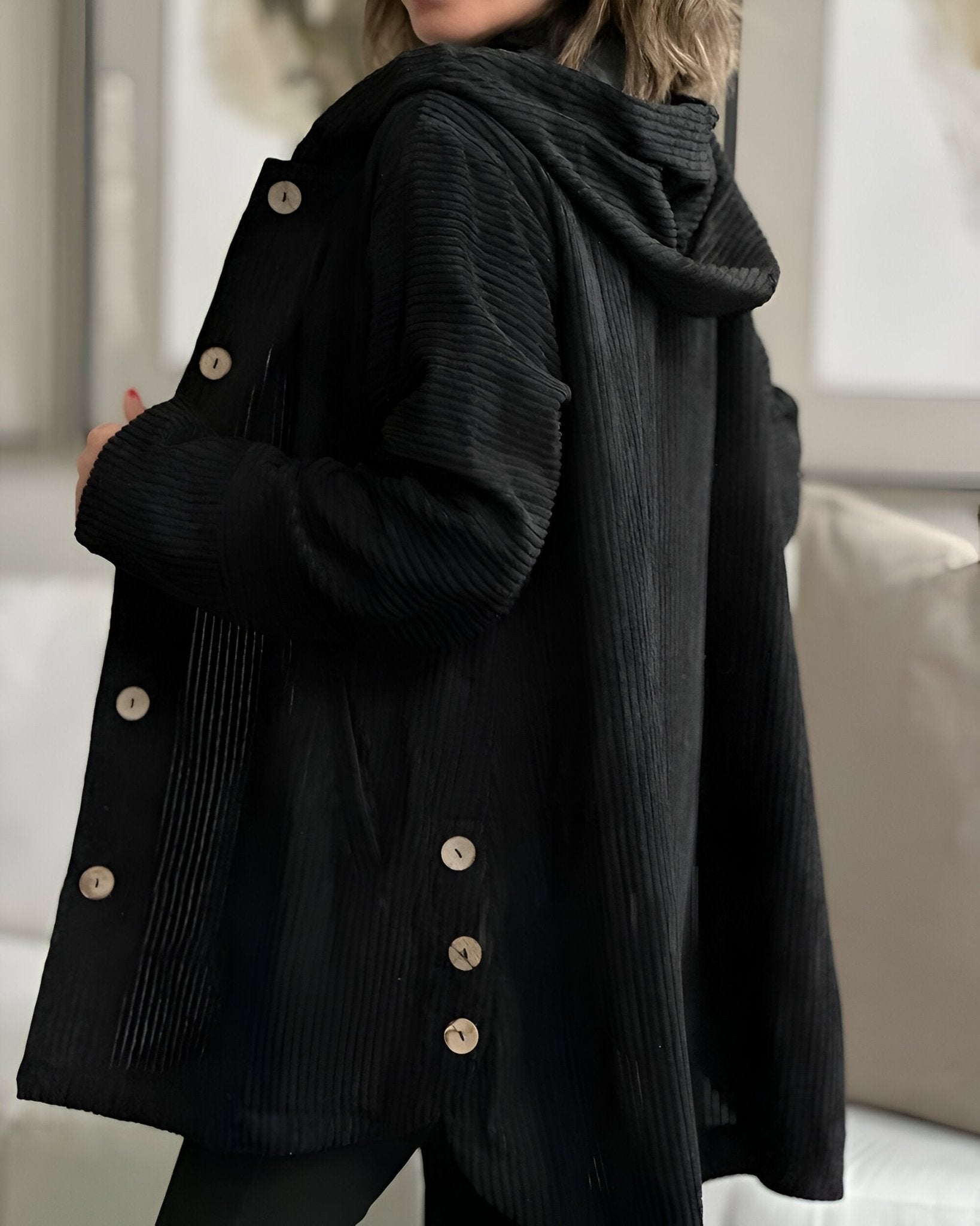 Anika | Casual Ribfluwelen Jasje met Capuchon - Bellanza