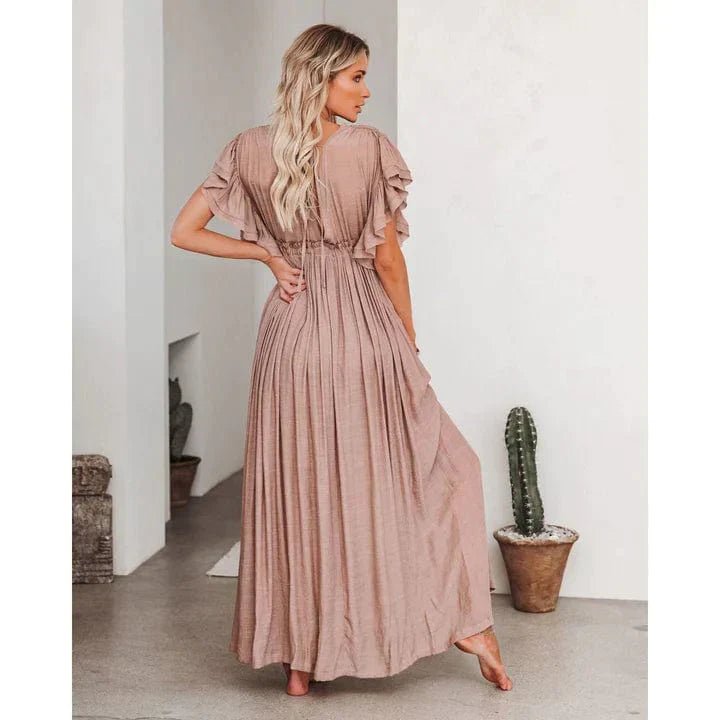 Anne™ - Maxi Taupe Ibiza Dress - bellanza
