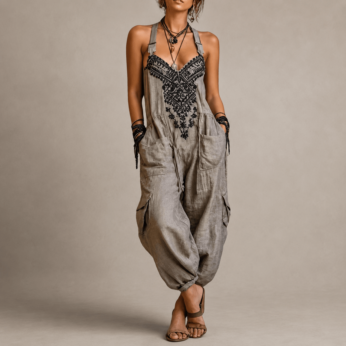 Astrid | Geborduurde bohemian jumpsuit - Bellanza