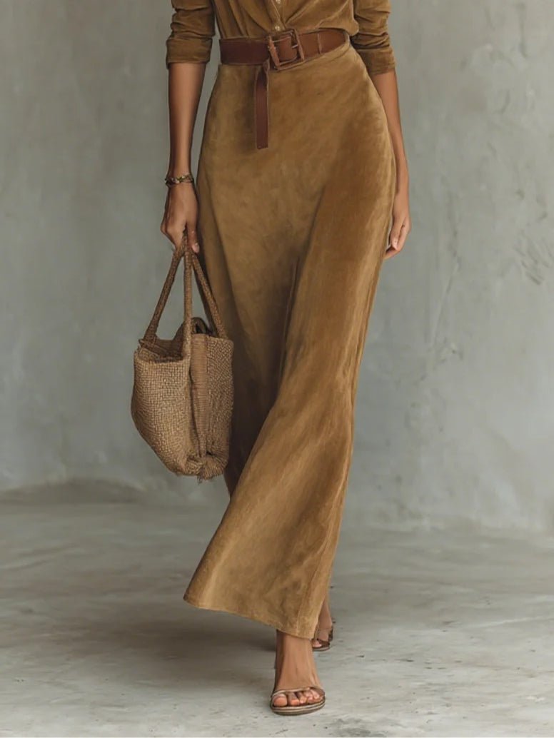 Aurelia™ - Suède jurk met riem - Bellanza