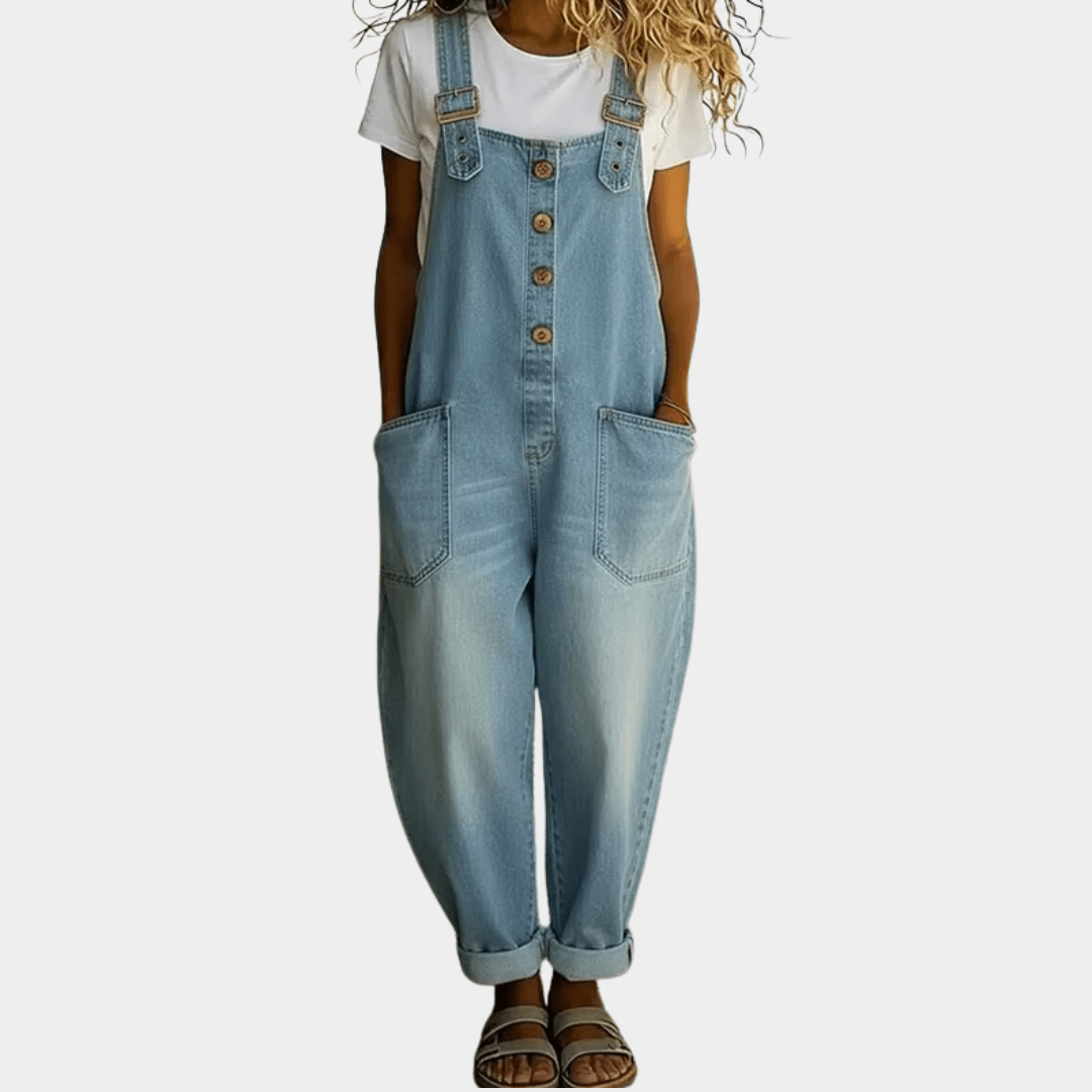 Carmen | Vintage denim jumpsuit met verstelbare schouderbanden - Bellanza