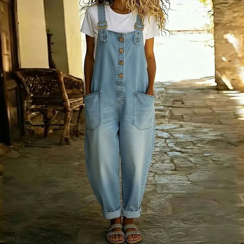 Carmen | Vintage denim jumpsuit met verstelbare schouderbanden - Bellanza