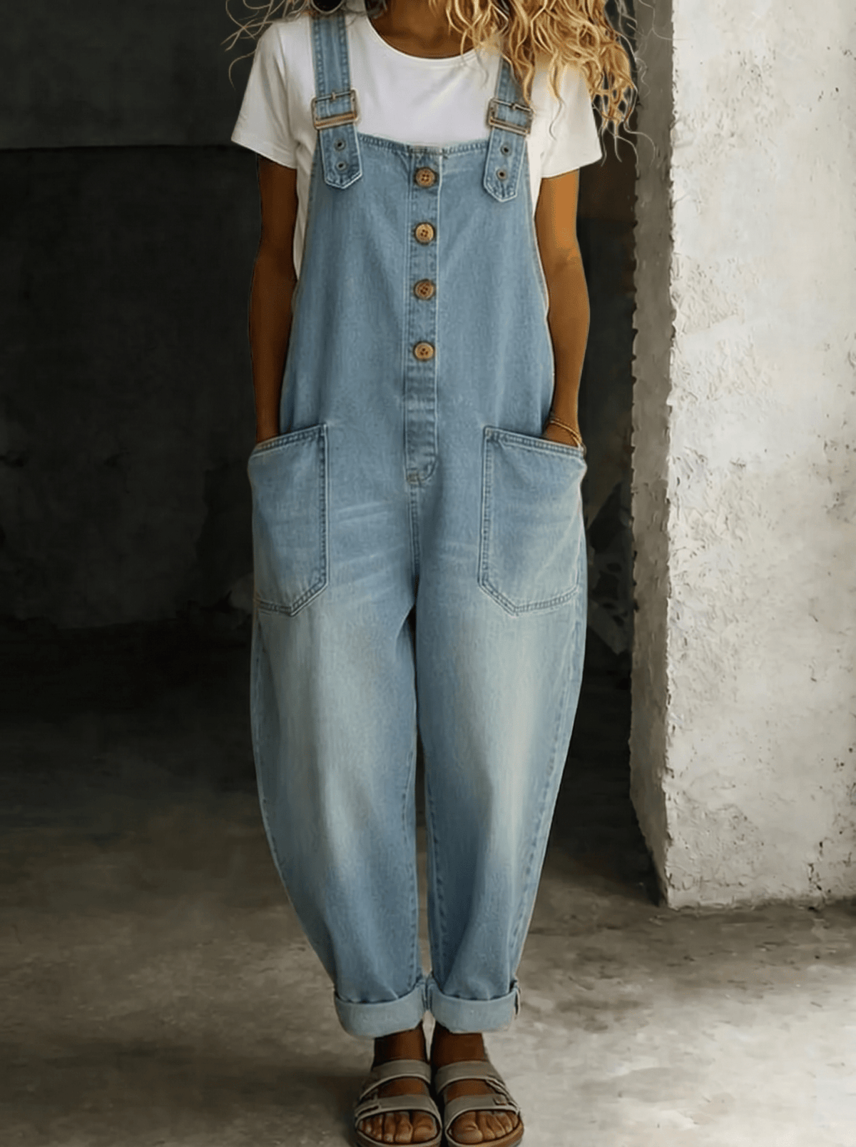 Carmen | Vintage denim jumpsuit met verstelbare schouderbanden - Bellanza