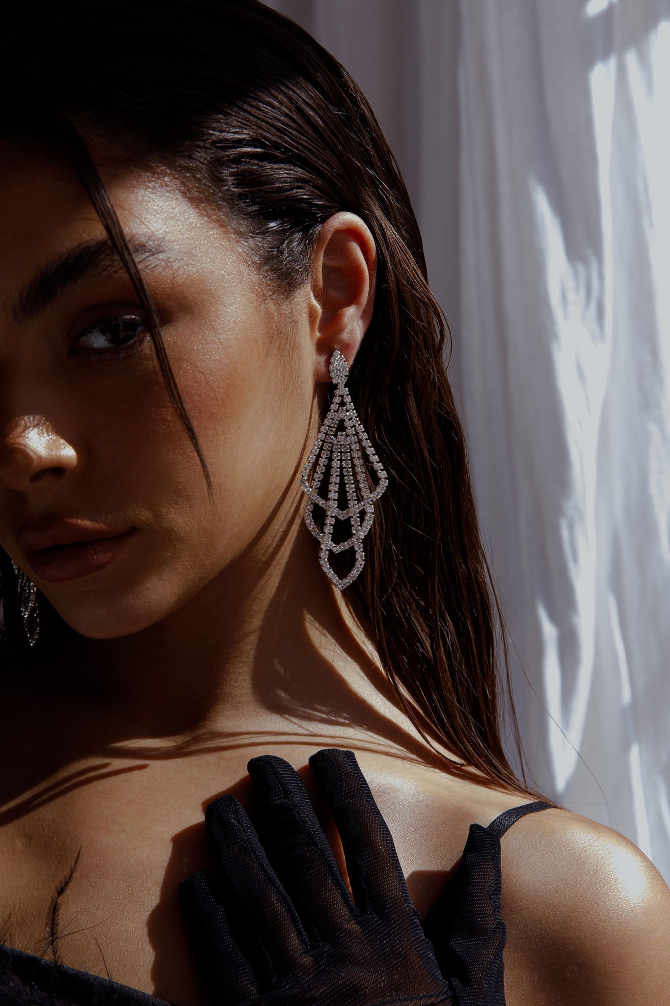 Chandelier Oorbellen Evangelina Zilver - Bellanza