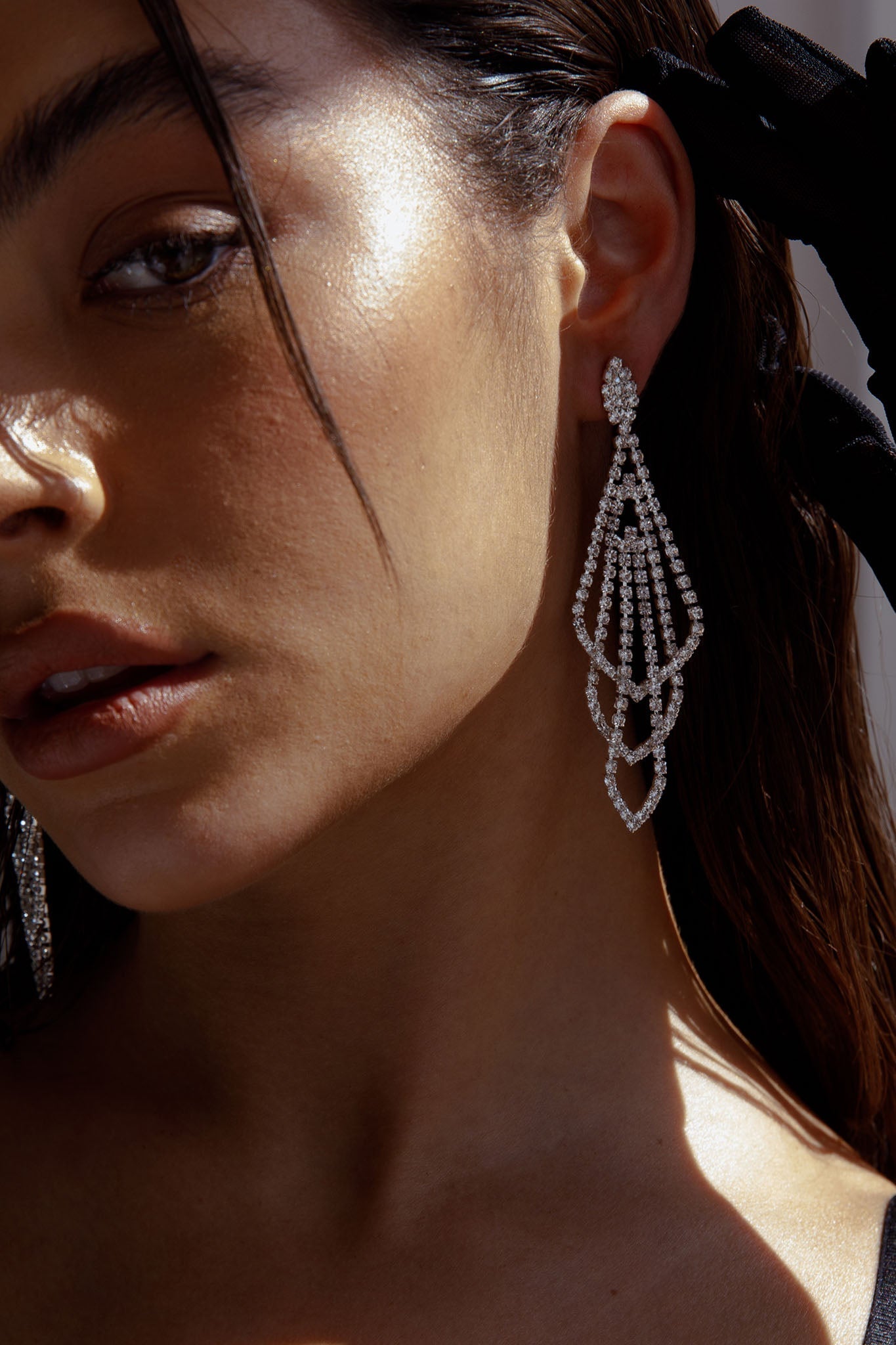 Chandelier Oorbellen Evangelina Zilver - Bellanza