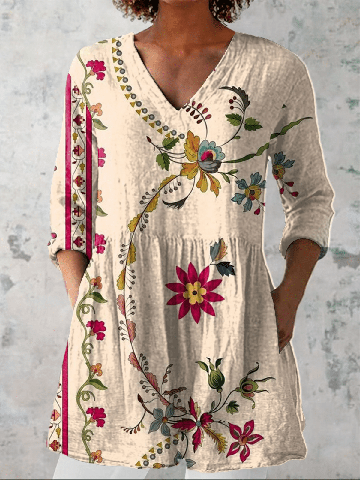 Clara | Lange Blouse met V-hals - Bellanza