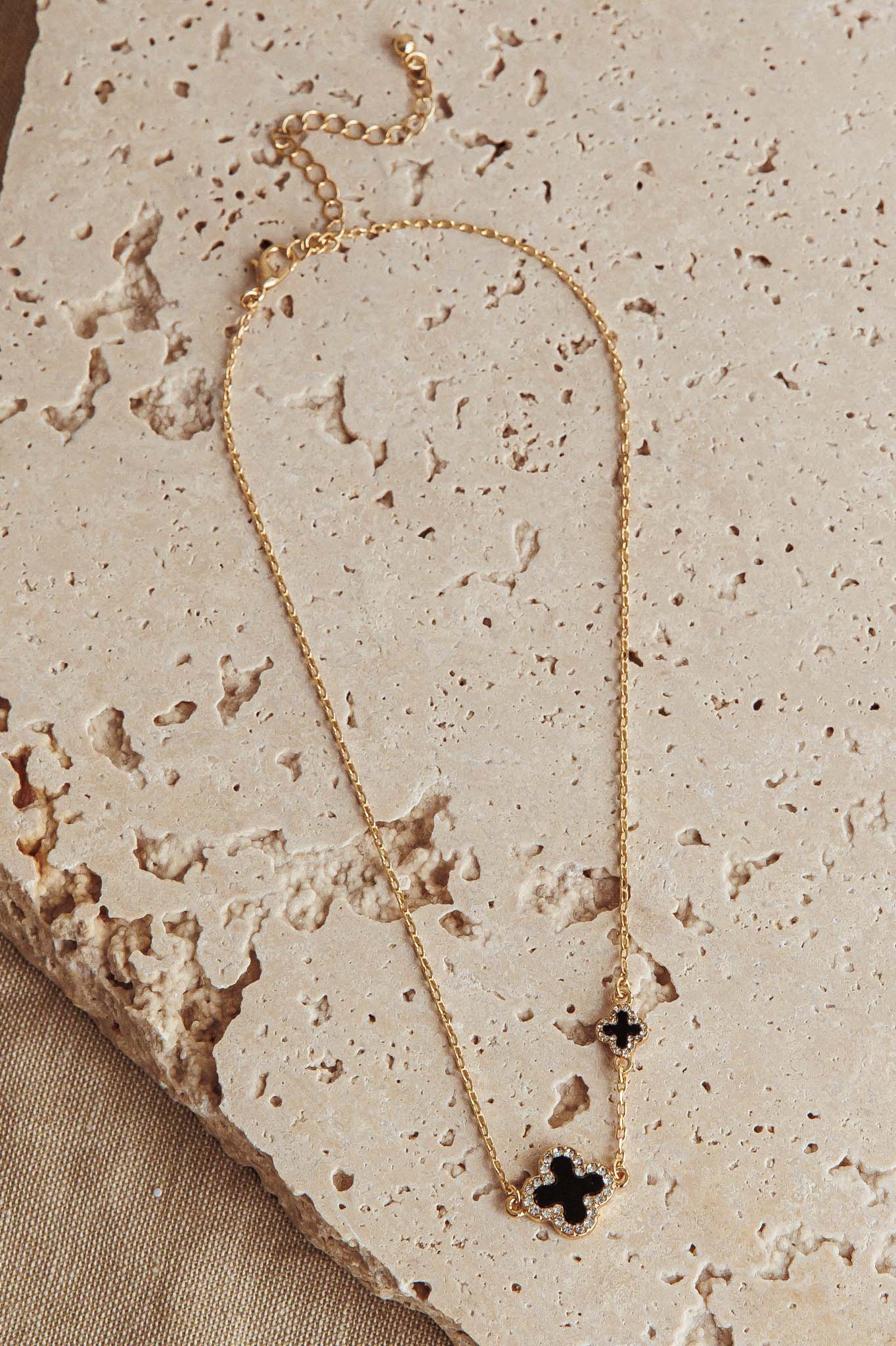 Collier Kristin Klavertje Vier Zwart Goud - Bellanza