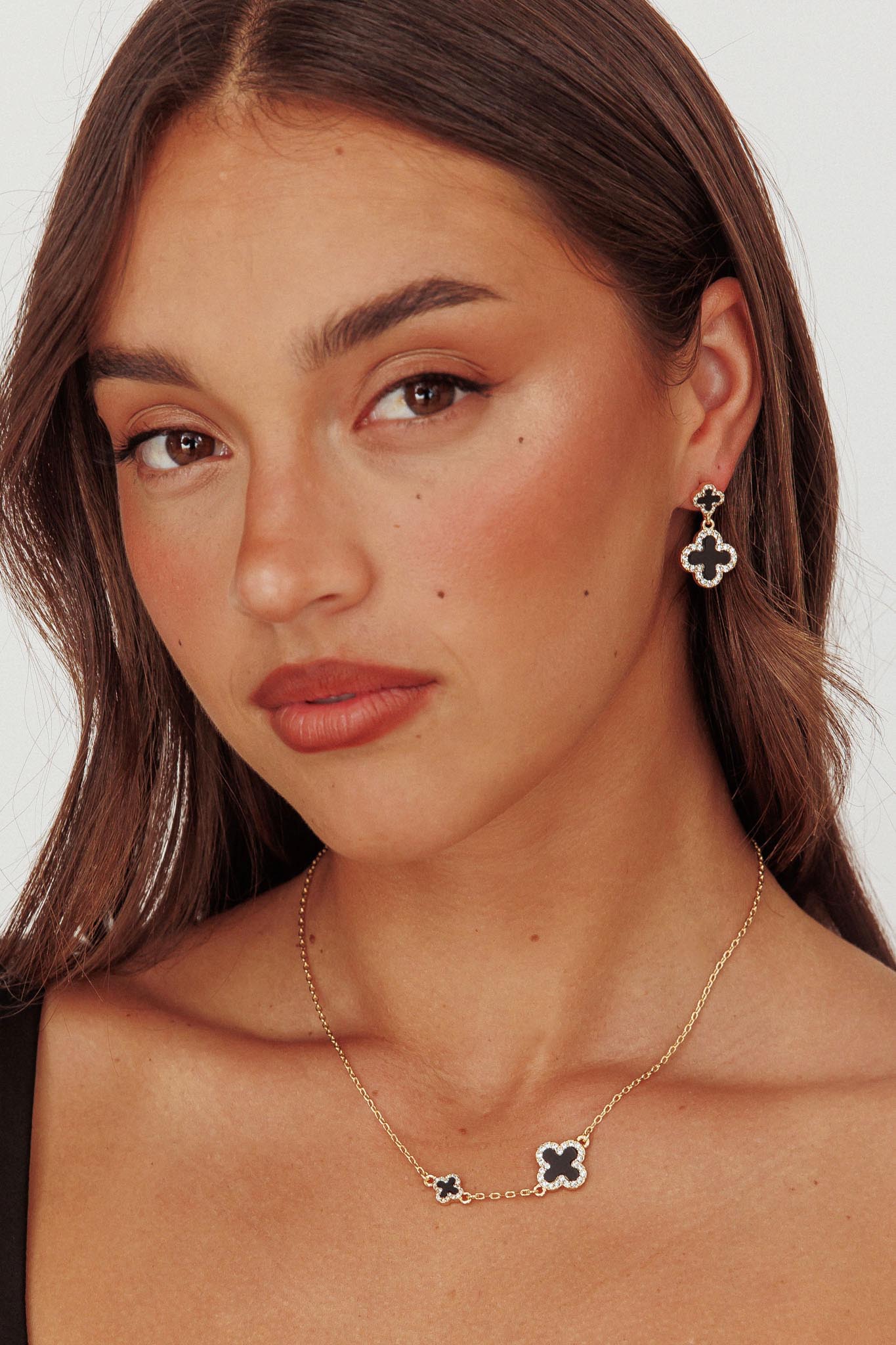 Collier Kristin Klavertje Vier Zwart Goud - Bellanza