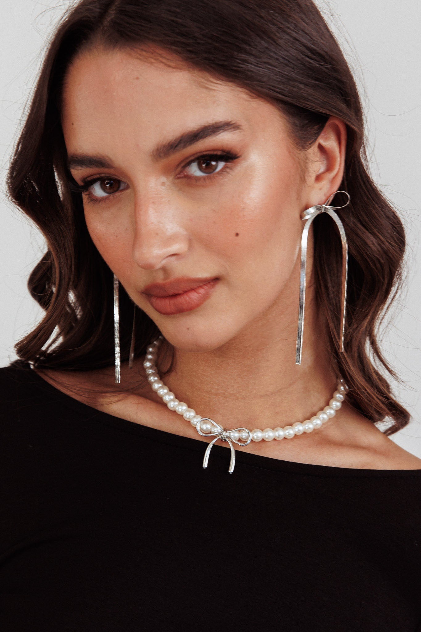 Collier met parels met knoopaccent Daydream Zilver - Bellanza