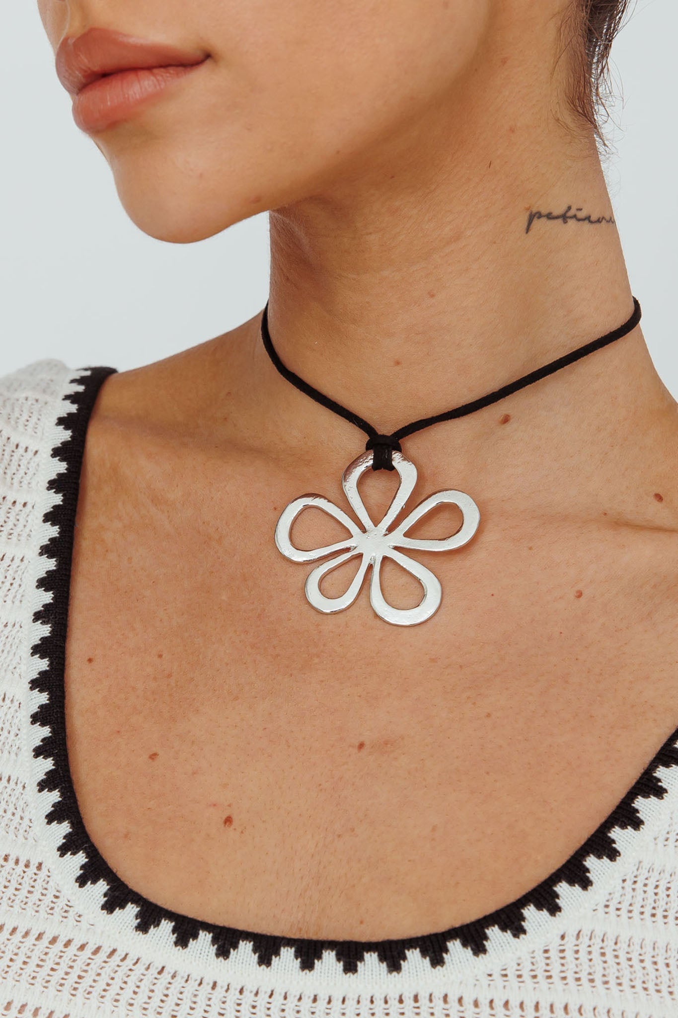 Collier Pendentif Bloeiende Bloemen Zilver - Bellanza