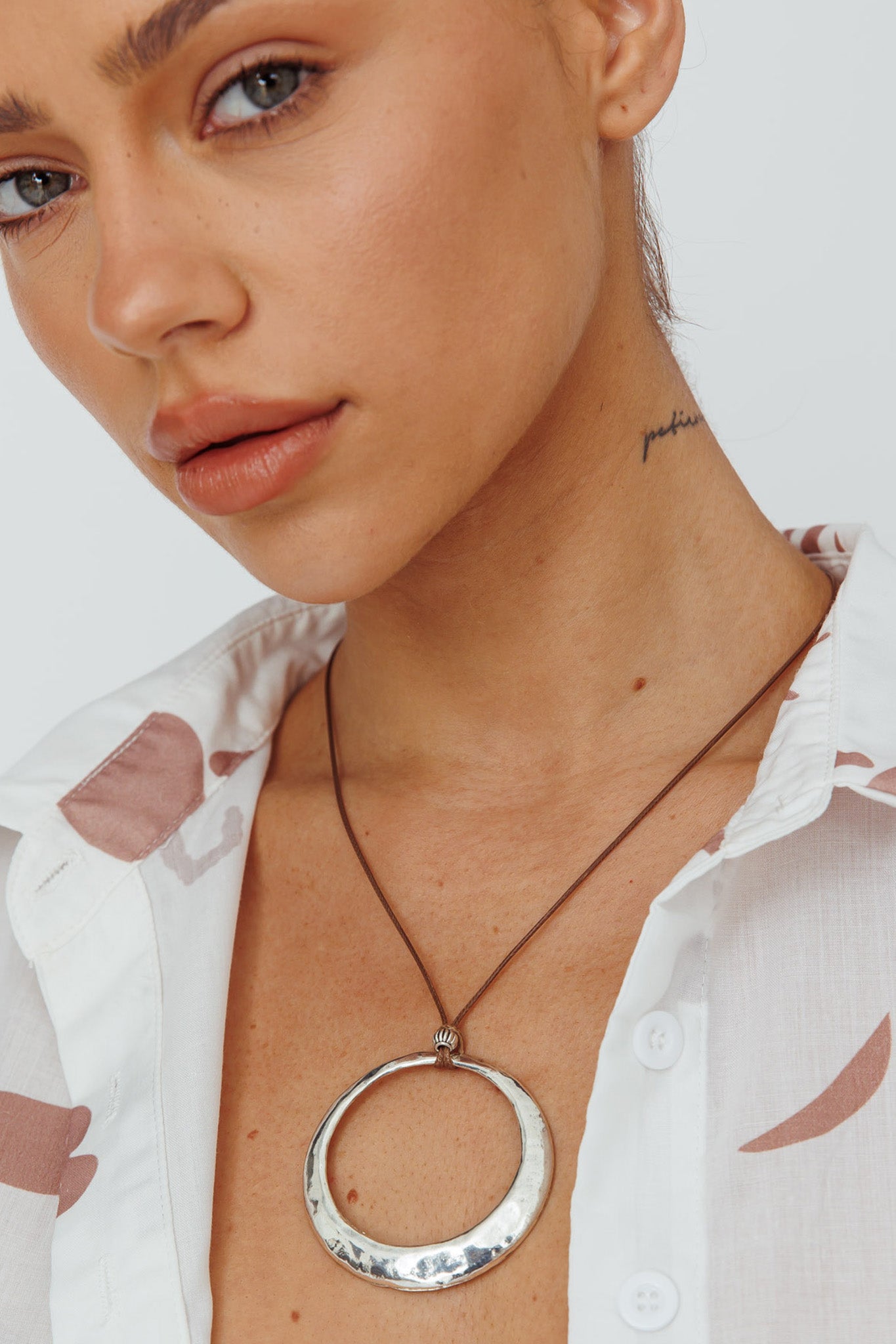 Collier Pendentif Cirkel De Wereld Zilver - Bellanza