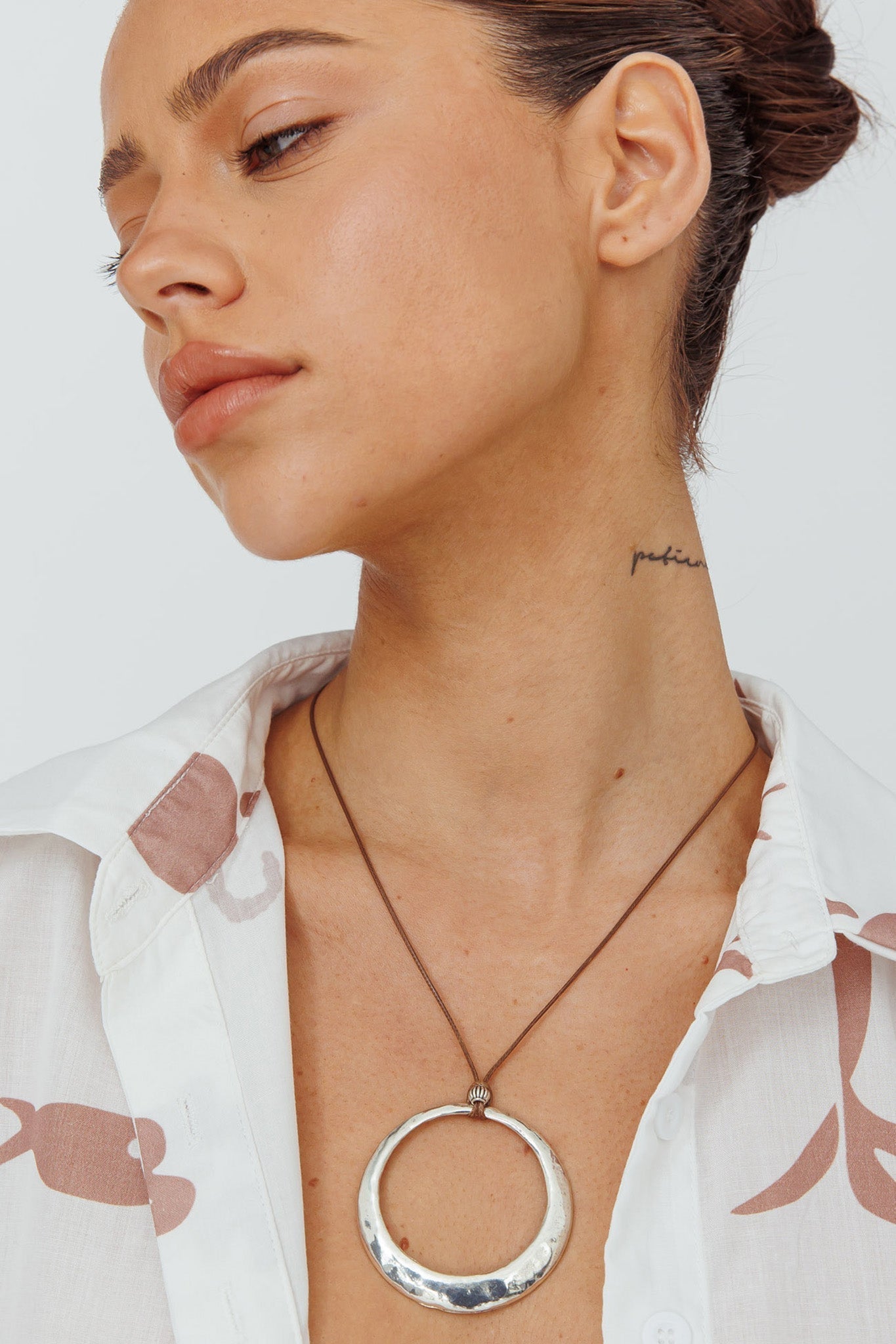 Collier Pendentif Cirkel De Wereld Zilver - Bellanza