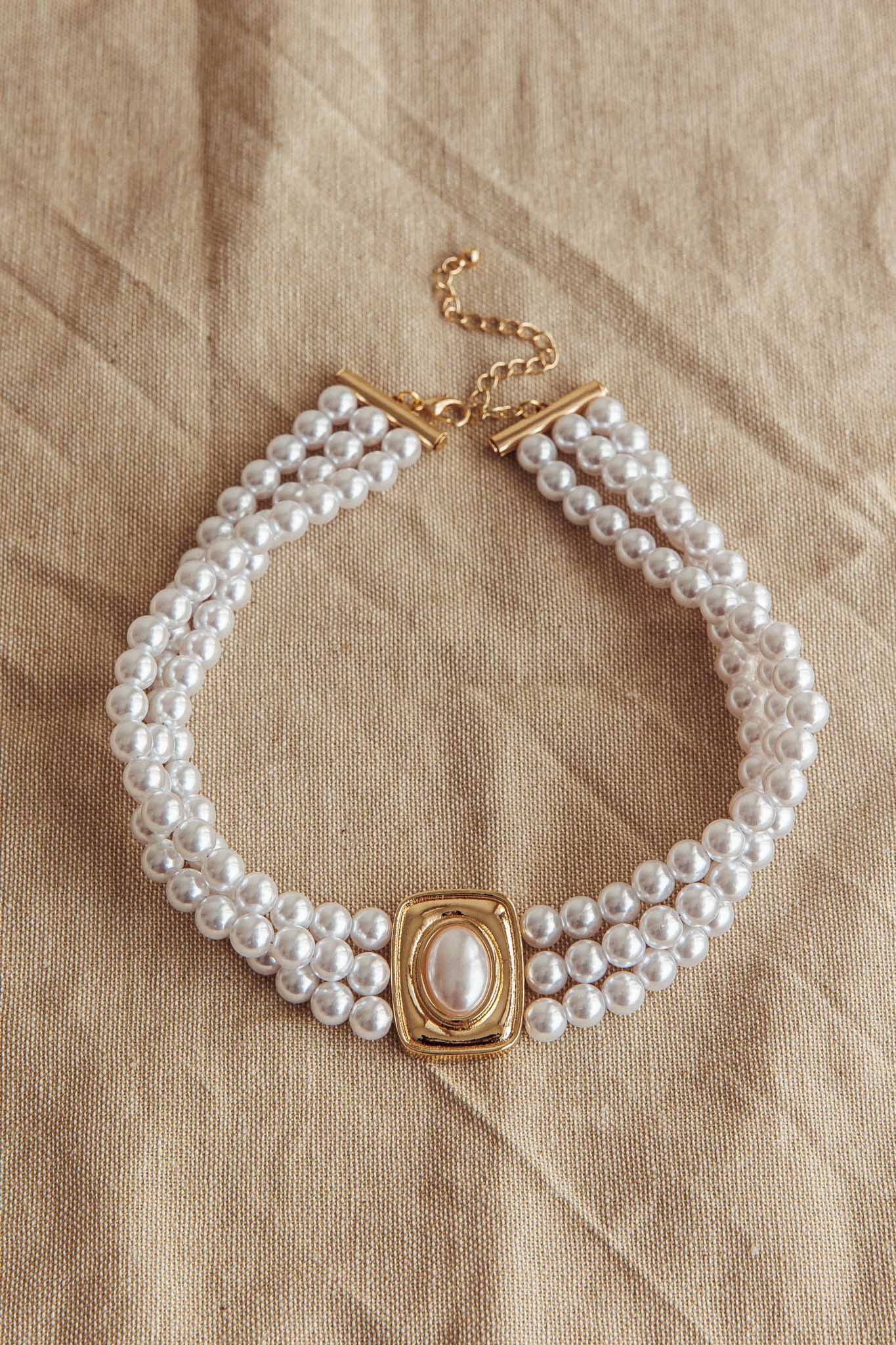 Collier Pendentif Tamra Squoval Perle Goud - Bellanza