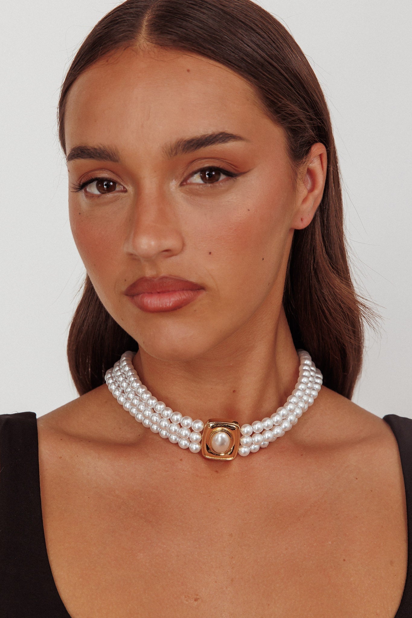 Collier Pendentif Tamra Squoval Perle Goud - Bellanza