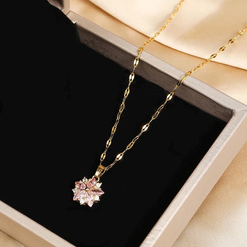 Collier Sakura Rose Romantique in Roestvrij Staal - Bellanza