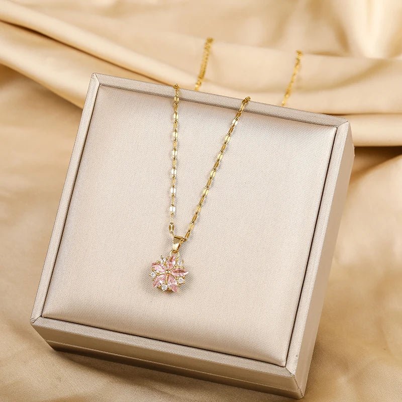 Collier Sakura Rose Romantique in Roestvrij Staal - Bellanza