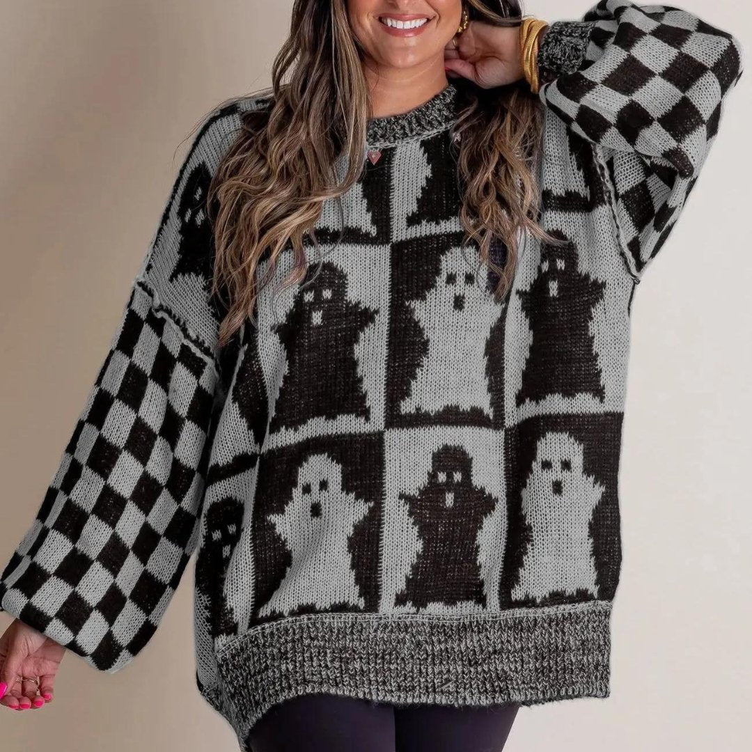 Comfy Sweater Met Halloween Print - bellanza