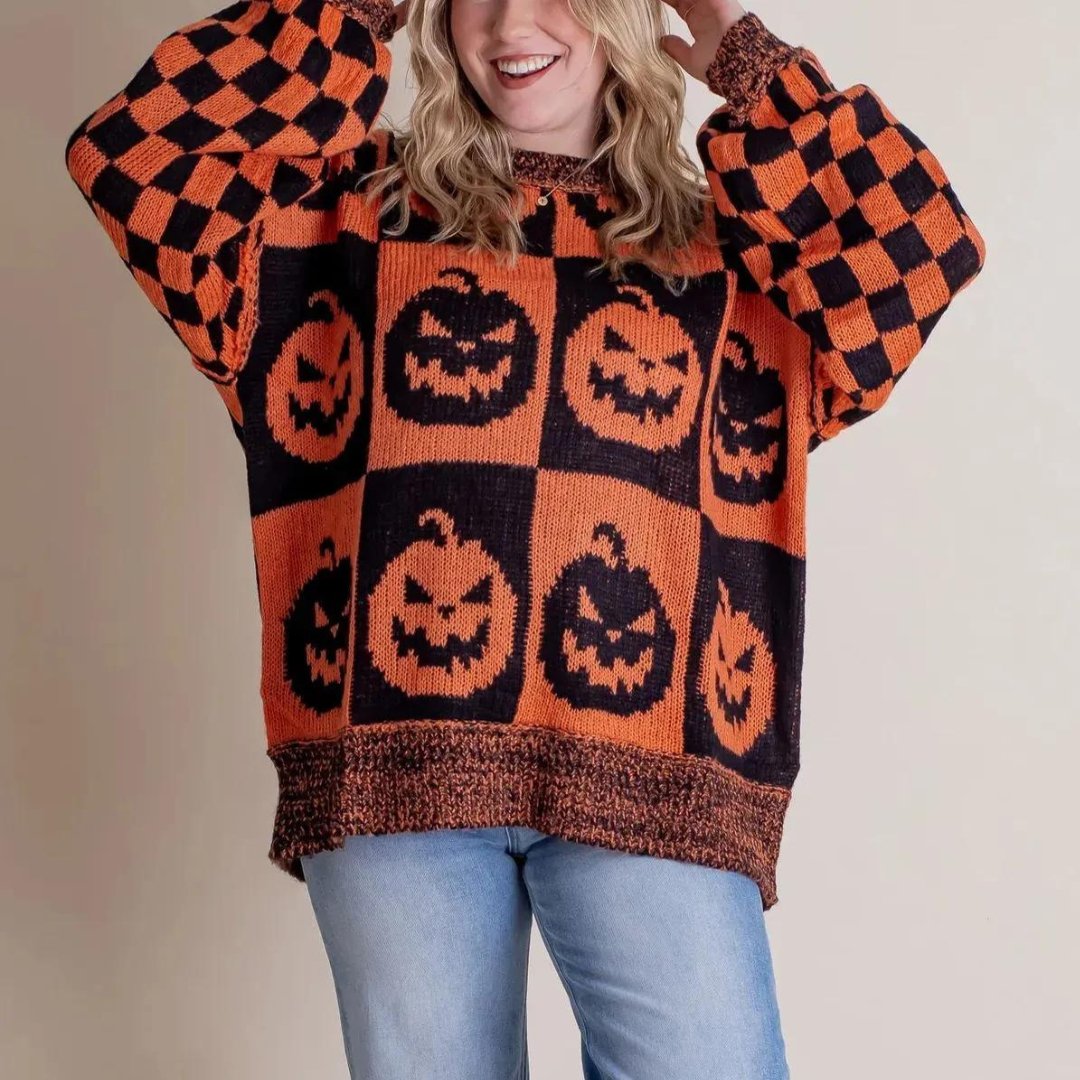 Comfy Sweater Met Halloween Print - bellanza