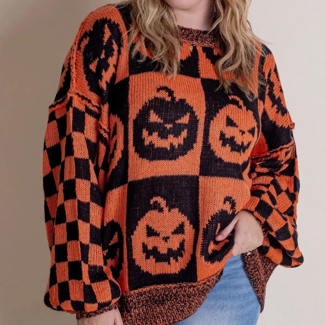 Comfy Sweater Met Halloween Print - bellanza