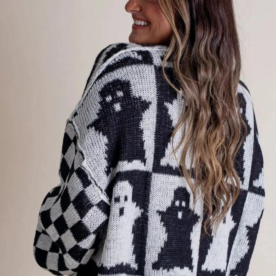 Comfy Sweater Met Halloween Print - bellanza