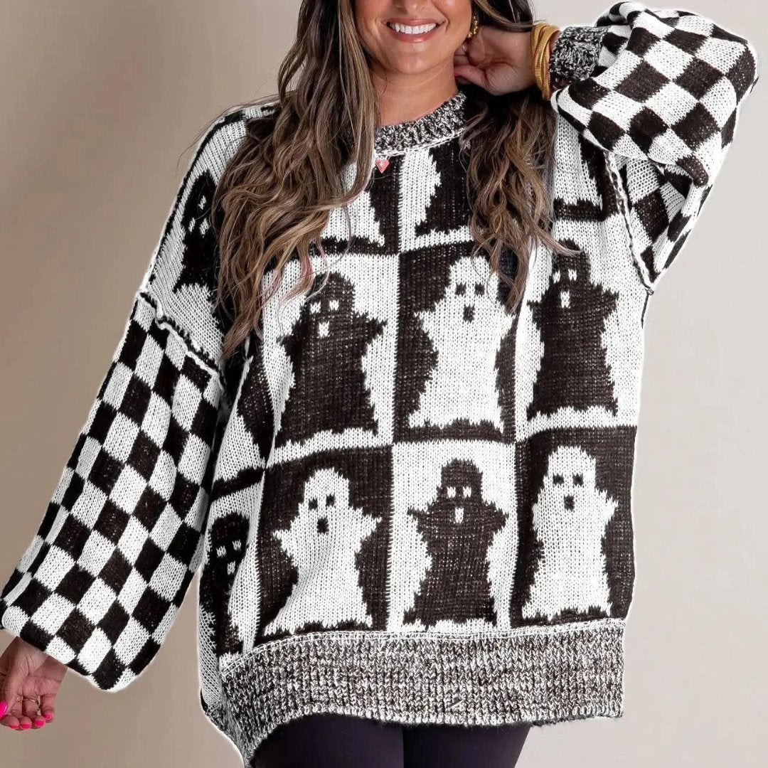 Comfy Sweater Met Halloween Print - bellanza