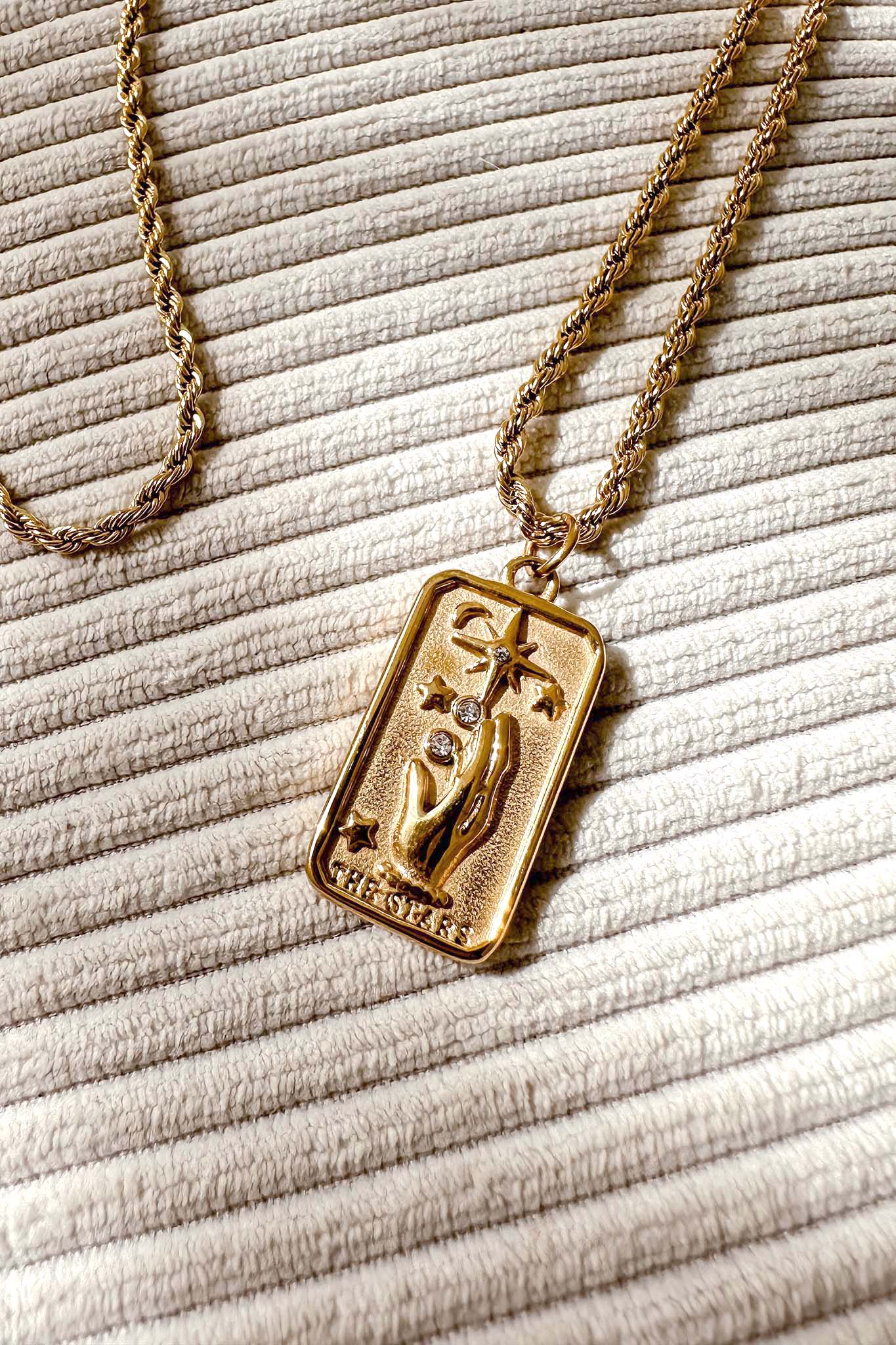 De Rhinestone Pendant Necklace The Stars Goud - Bellanza