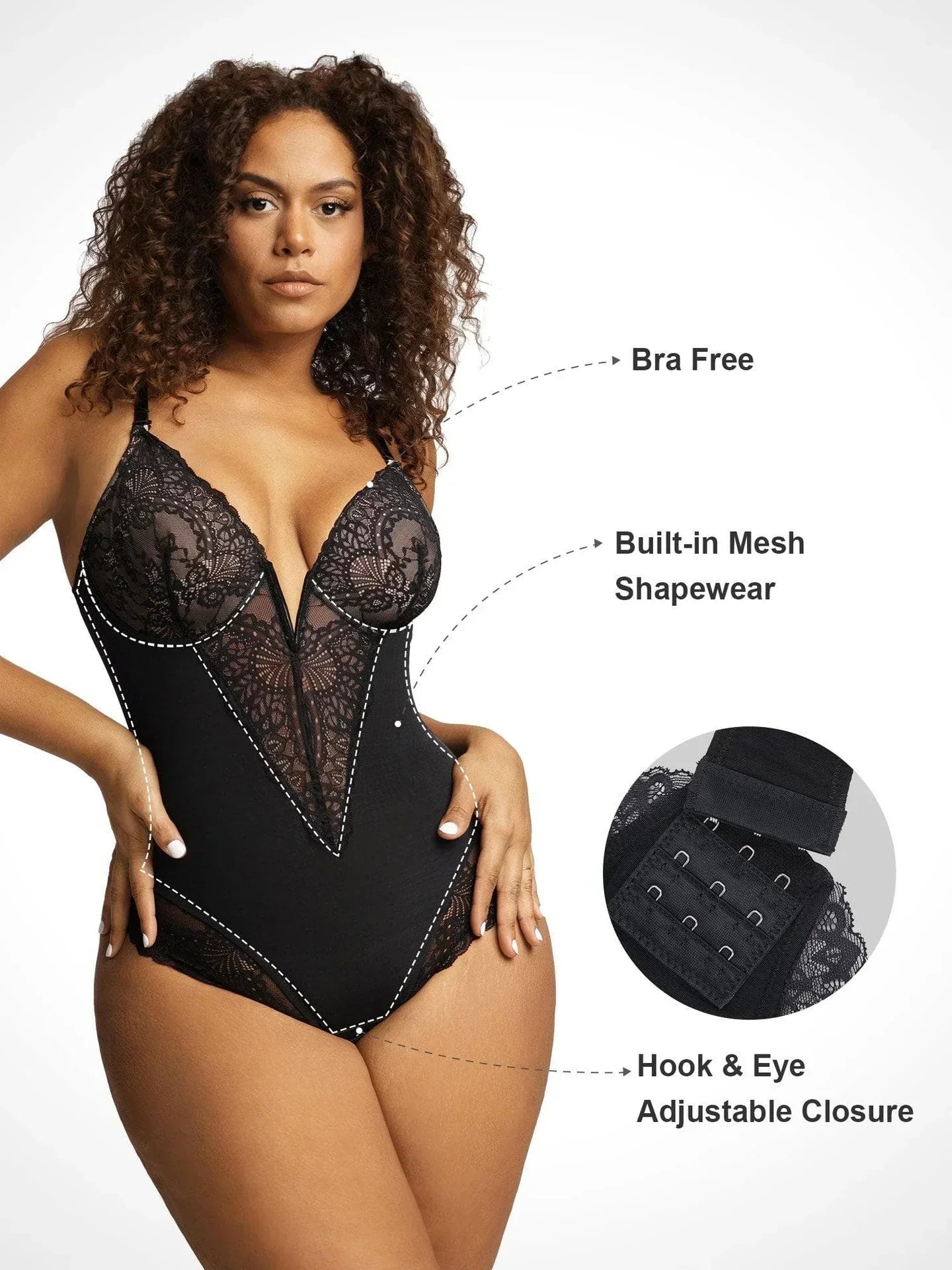 Denise | Bodysuit met diepe v - hals - bellanza