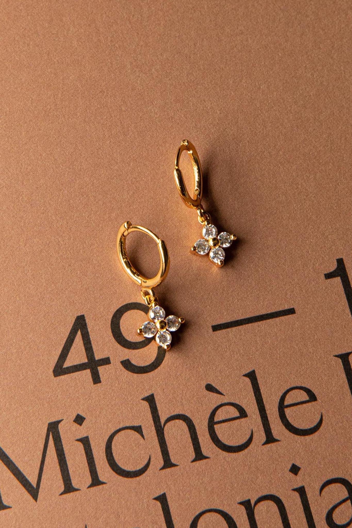 Diamanten Creolen Oorbellen Dexter Clover Goud - Bellanza