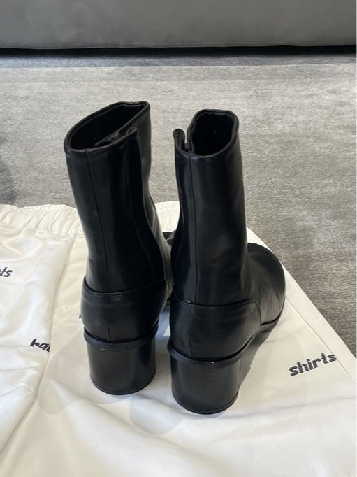 Echte leren split-toe chunky heel mid-calf Martin laarzen - Bellanza
