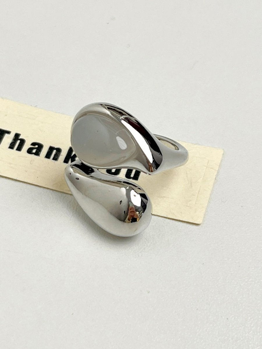 Eenvoudige Transparante Onregelmatige Waterdruppel Open Ring - Bellanza
