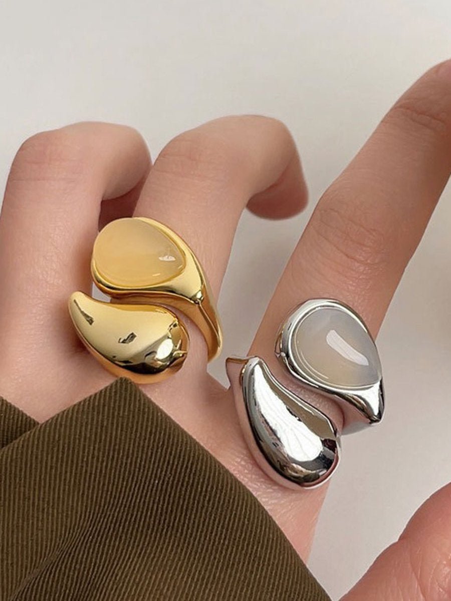 Eenvoudige Transparante Onregelmatige Waterdruppel Open Ring - Bellanza